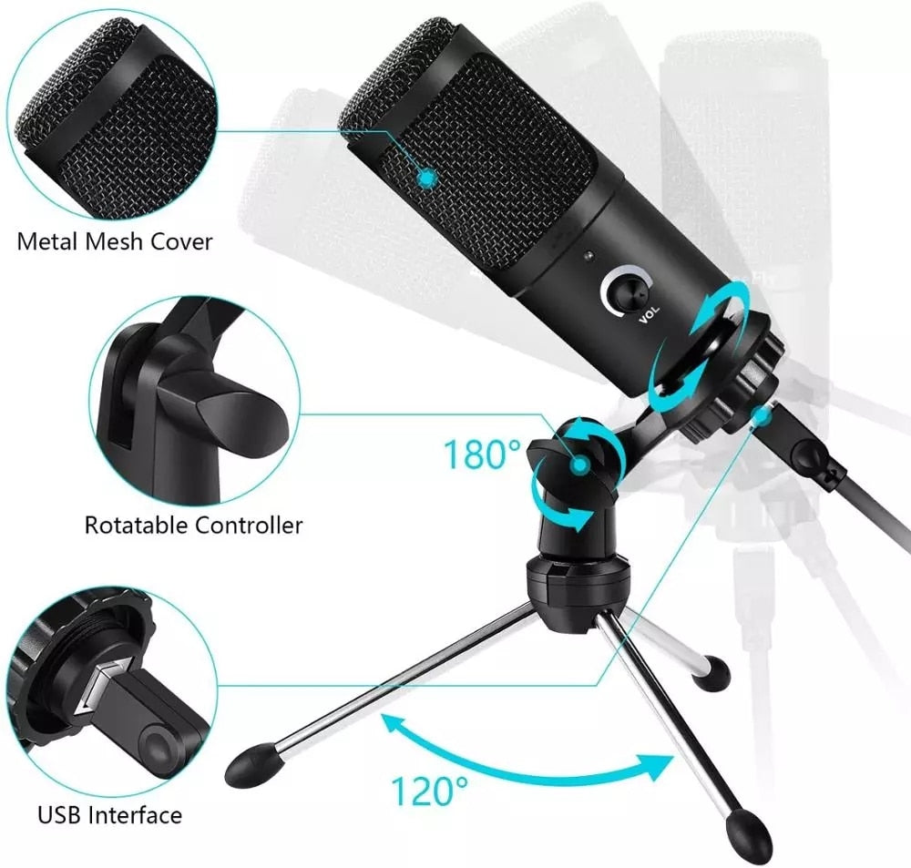 High-Quality USB Condenser Microphone for Gaming, Streaming, Recording Studio, YouTube Videos and more...