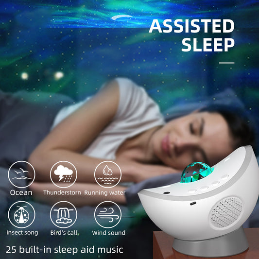 Moon star projection lamp sleep aid speaker bluetooth music aurora atmosphere lamp laser water pattern star lamp